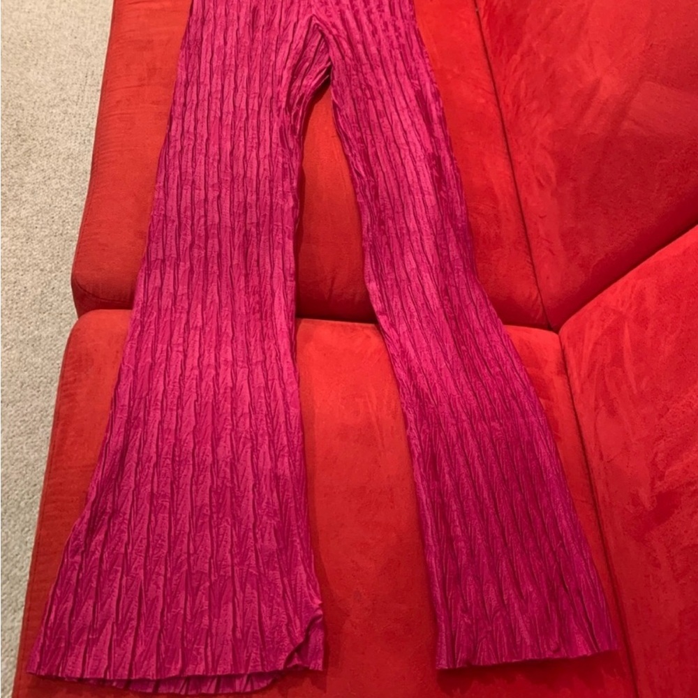 Zara Pink Wide Leg Jumpsuit with Pleated Texture - Picture 11 of 11
